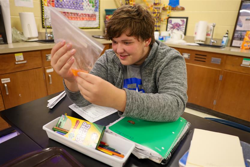 Grassland Middle students in science class